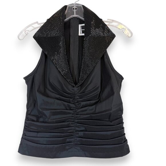 Tadashi Black Top Ruched Beaded Evening Formal Y2K 90s Small - Picture 8 of 8